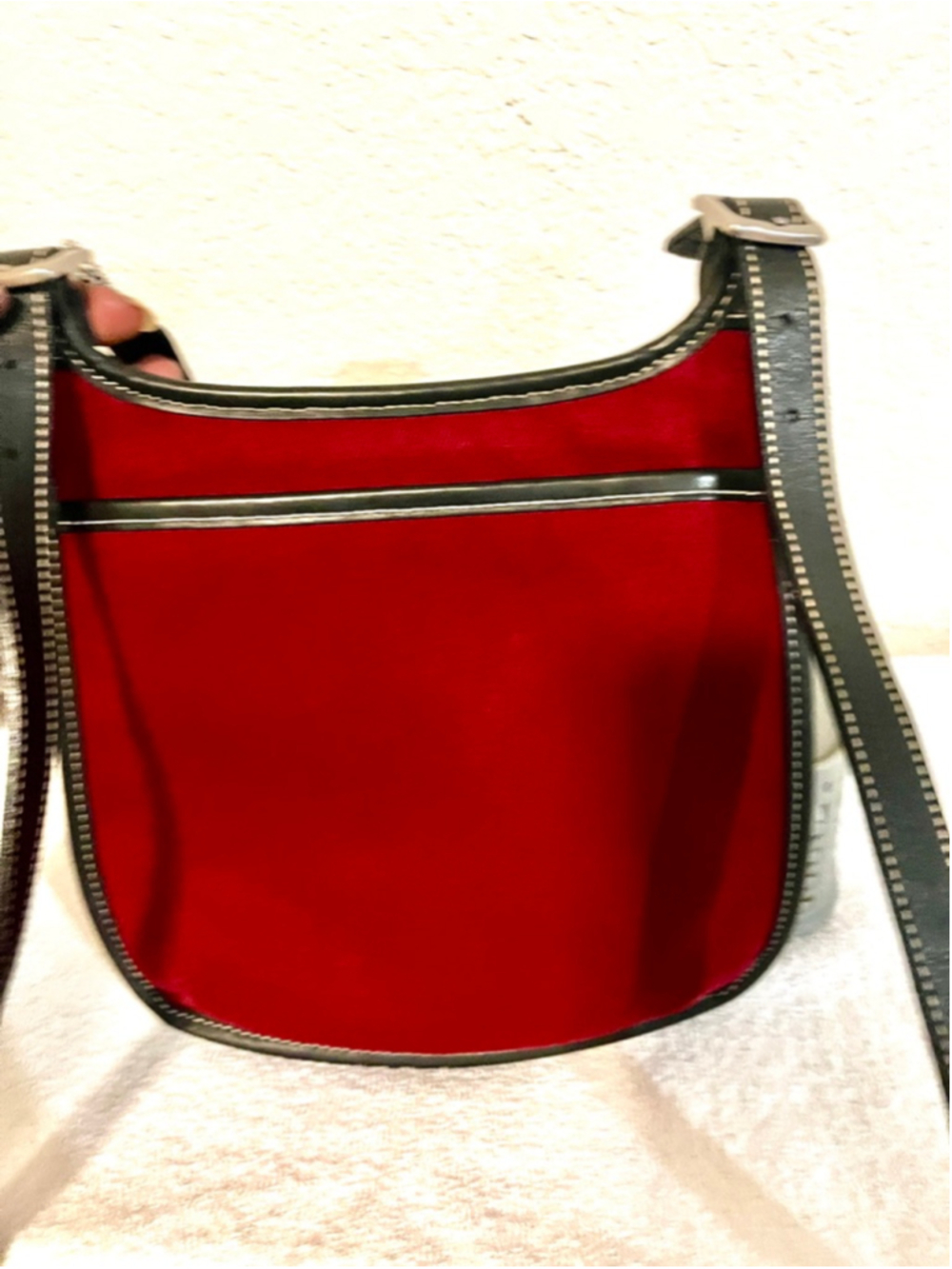 Vintage Coach Hippie 8114 Slim Canvas & Leather Flap Crossbody Bag Burgundy Red - Picture 5 of 12